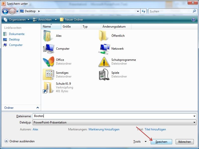 Wie man eine Präsentation speichert