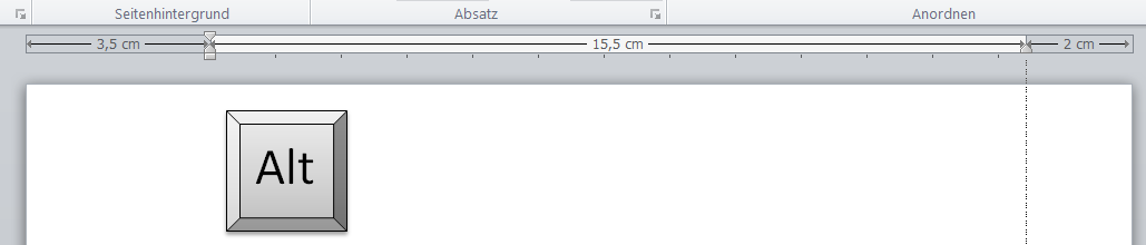 Seitenrand im Lineal mit Alt-Taste