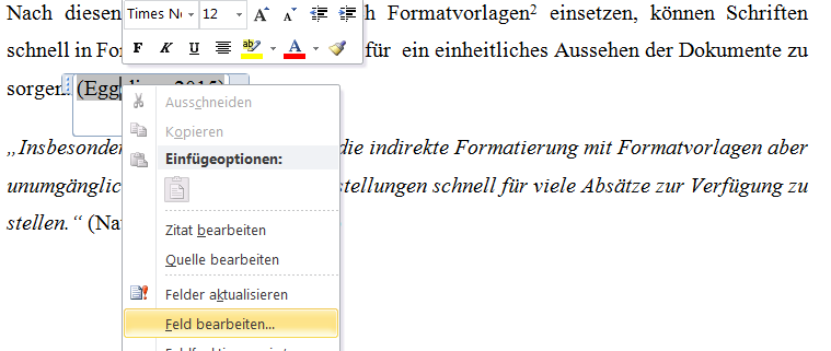 Zitatquelle Kontextmenü