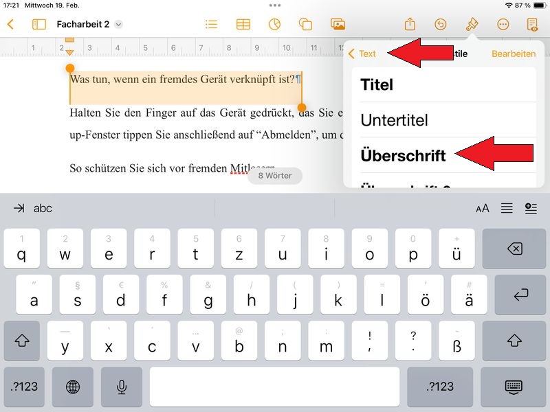Formatvorlage wählen und anpassen