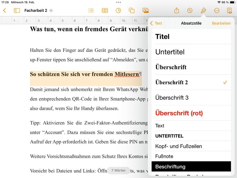 Überschriften zuweisen