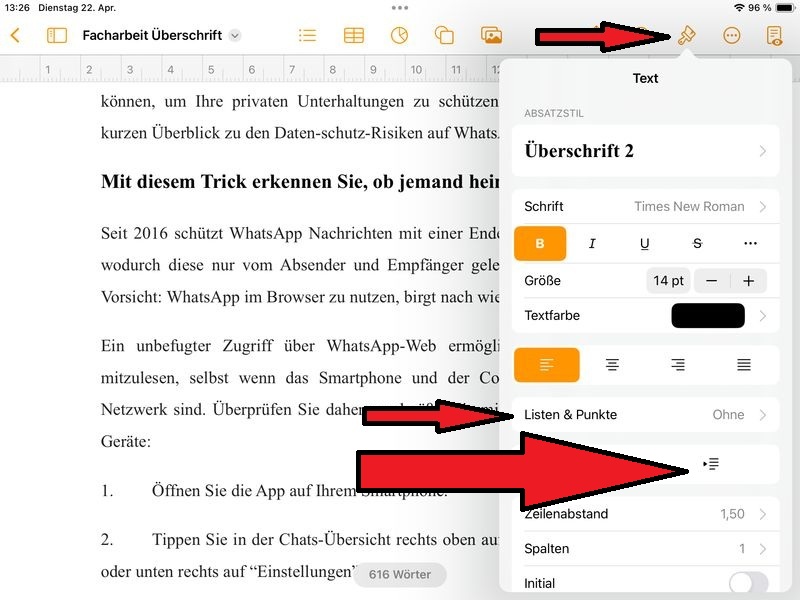 Unterüberschrift markieren